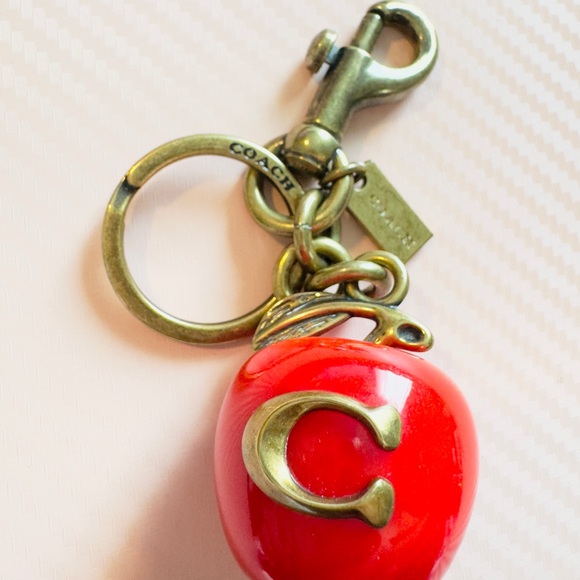 Coach Red Apple Keyring with Gold Details - Picture 1 of 2